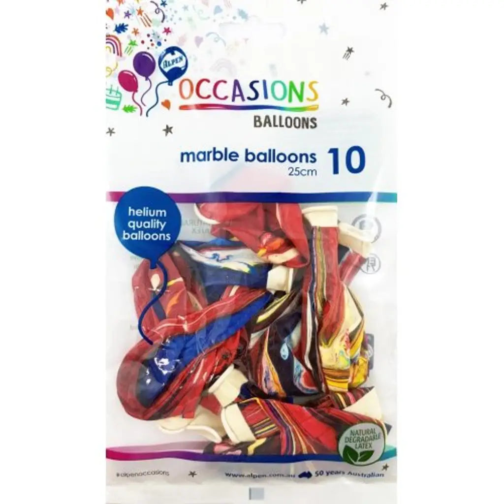 Alpen Occasions Latex Balloon Marble 25cm 10Pk 203292