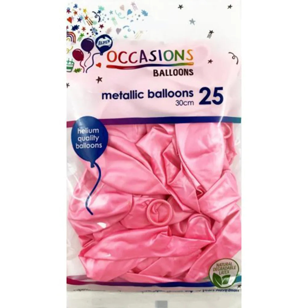 Alpen Occasions Latex Balloon Metallic Light Pink 30cm 25Pk 203144 02