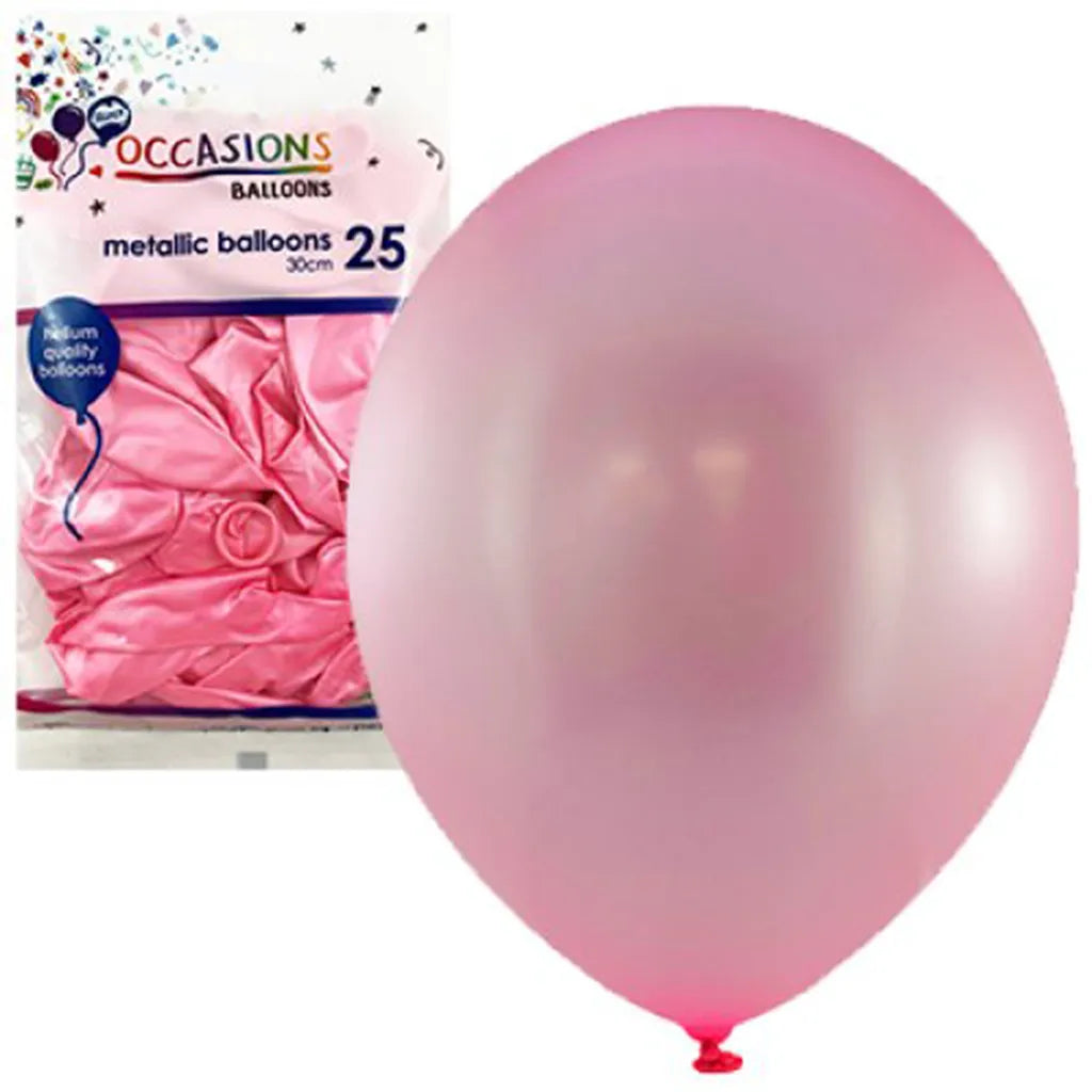 Alpen Occasions Latex Balloon Metallic Light Pink 30cm 25Pk 203144 03