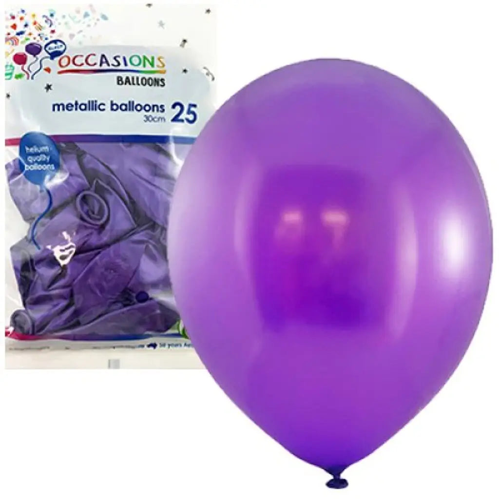 Alpen Occasions Latex Balloon Metallic Purple 30cm 25Pk 203149