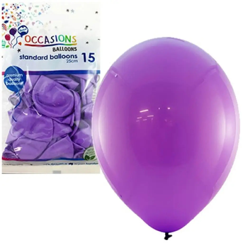 Alpen Occasions Latex Balloon Purple 25cm 15Pk 203457