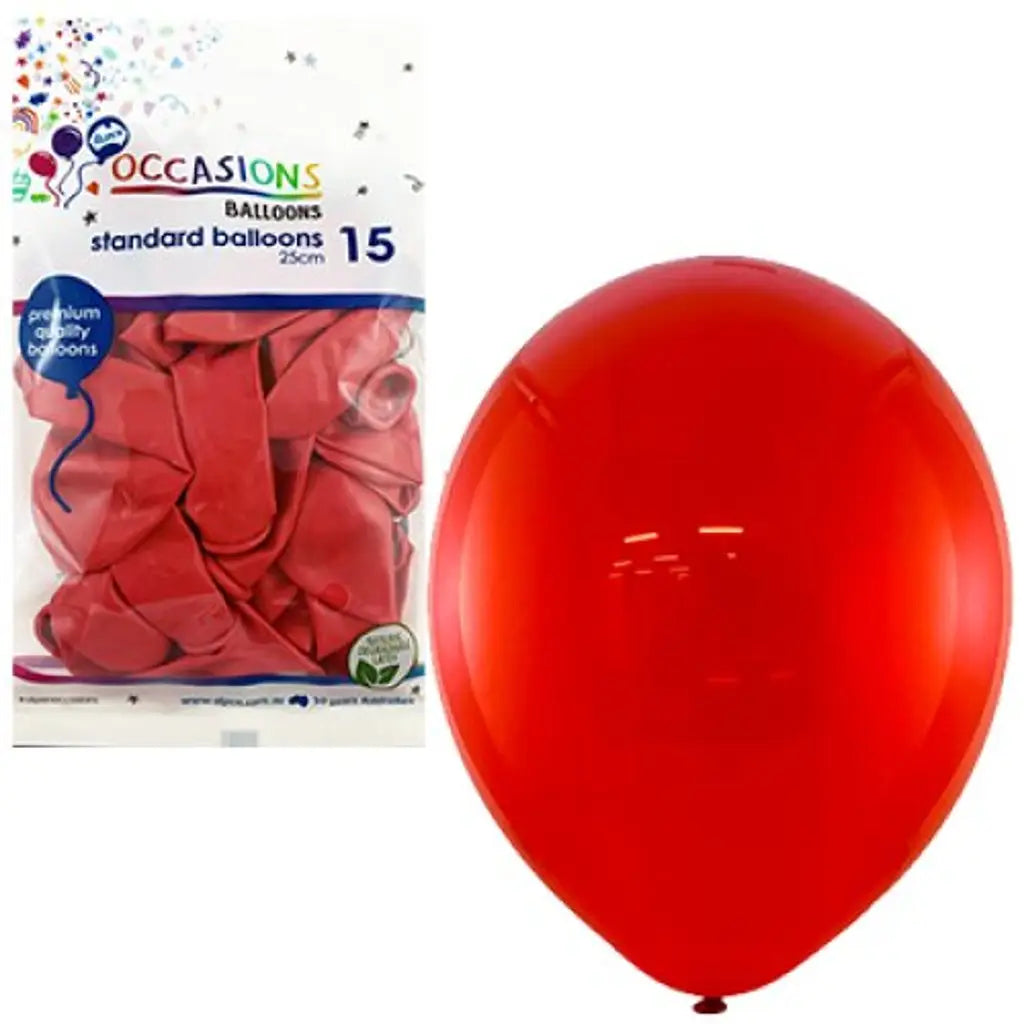Alpen Occasions Latex Balloon Red 25cm 15Pk 203442