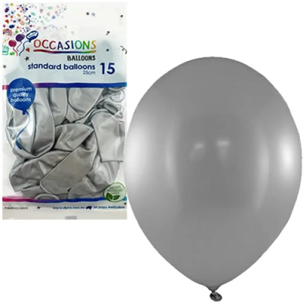 Alpen Occasions Latex Balloon Silver 25cm 15Pk 203453