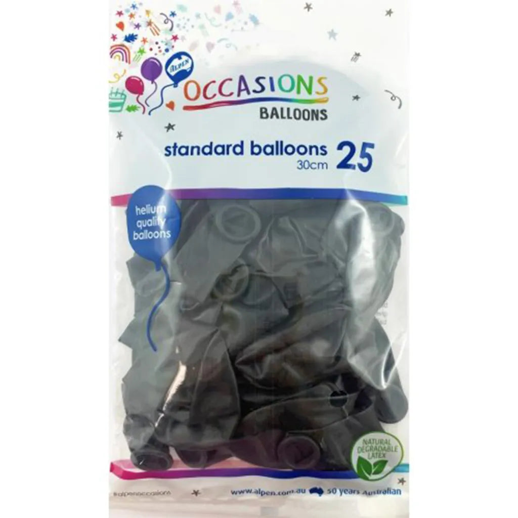 Alpen Occasions Latex Balloon Standard Black 30cm 25Pk 203118 2