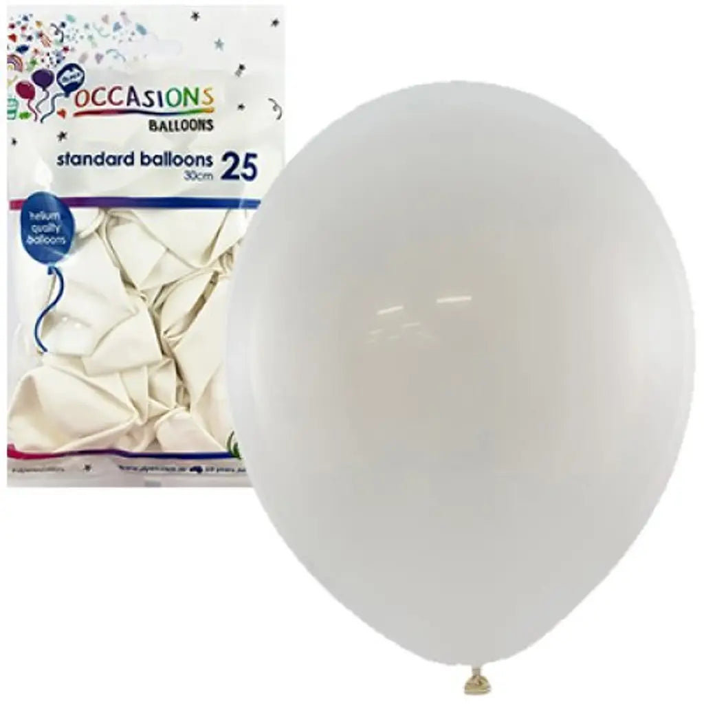 Alpen Occasions Latex Balloon Standard White 30cm 25Pk 203116