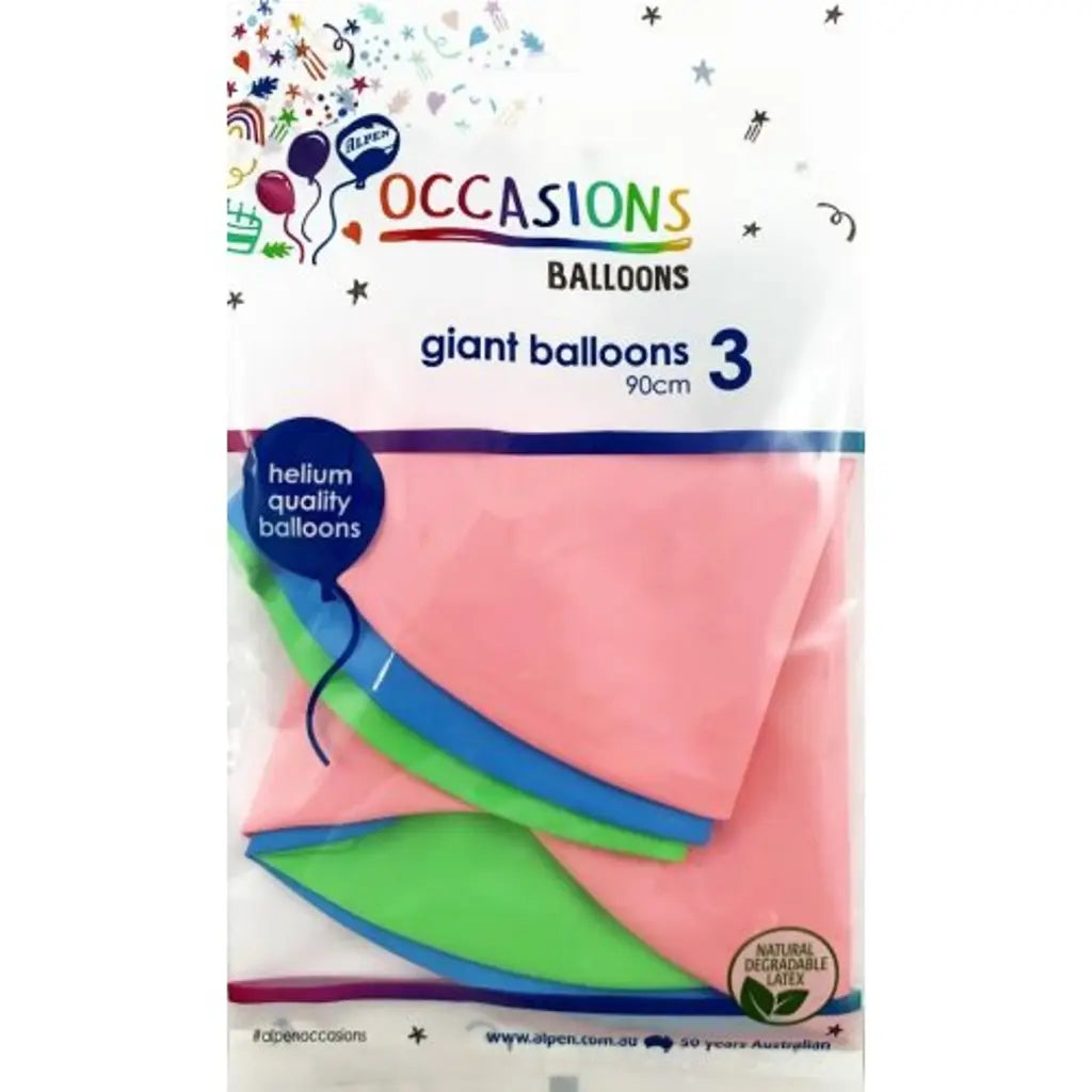 Alpen Occasions Latex Balloons Giant 90cm 3Pk 203288