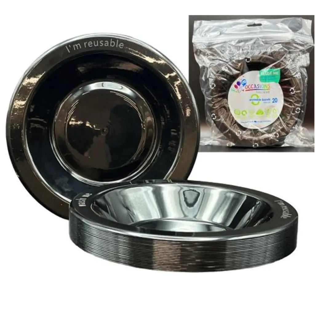 Alpen Occasions Reusable Bowls Black 180mm 20Pk 384158
