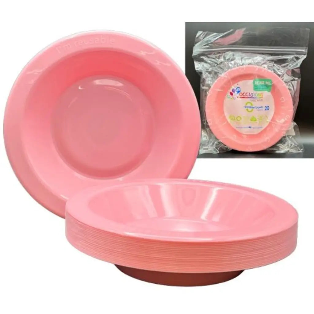 Alpen Occasions Reusable Bowls Light Pink 180mm 20Pk 384104