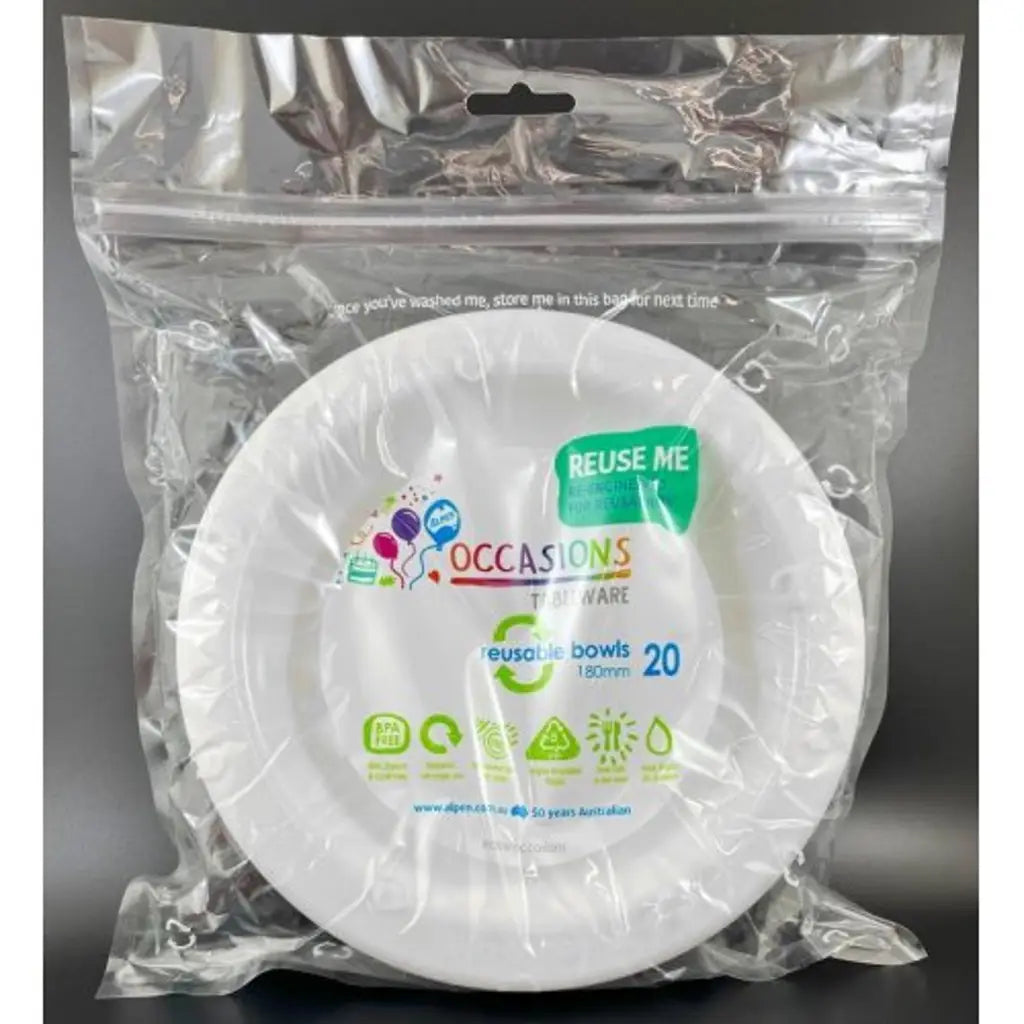 Alpen Occasions Reusable Bowls White 180mm 20Pk 384101
