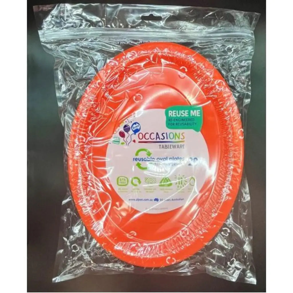 Alpen Occasions Reusable Oval Plates Orange 315x245mm 20Pk 383149