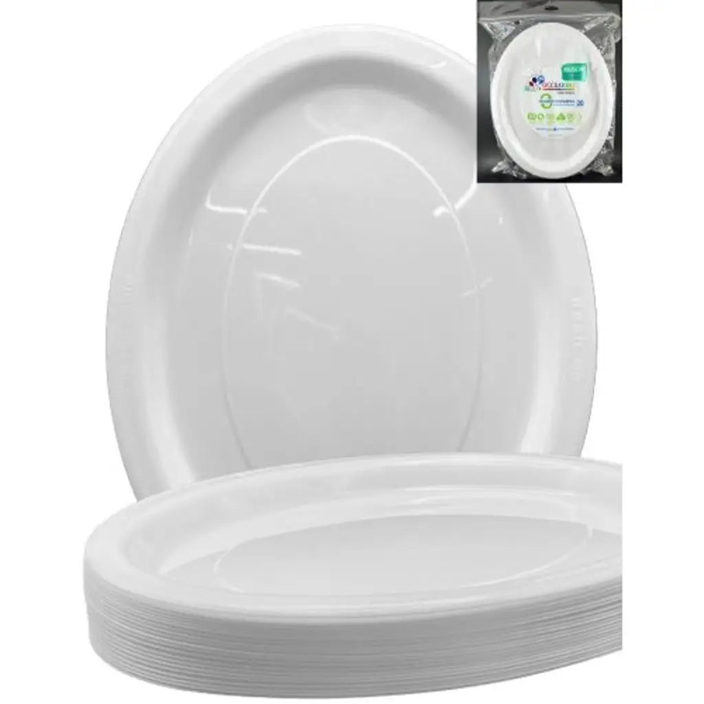 Alpen Occasions Reusable Oval Plates White 315x245mm 20Pk 383101