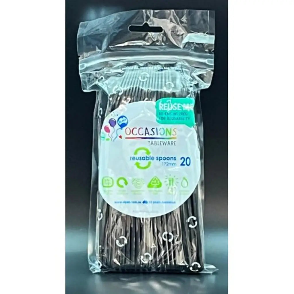 Alpen Occasions Reusable Spoons Black 20Pk 386358