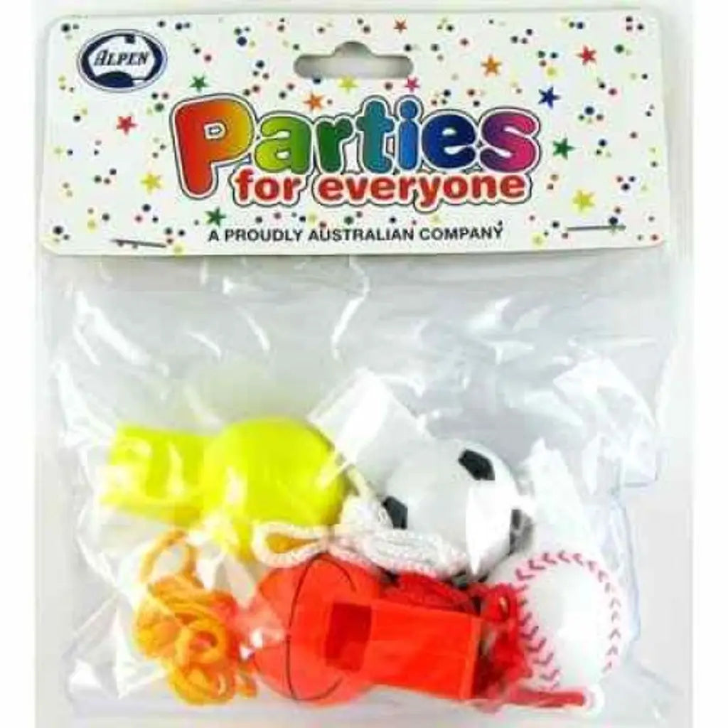 Alpen Party Favors Sports Whistles On Keyring 4Pk 203739