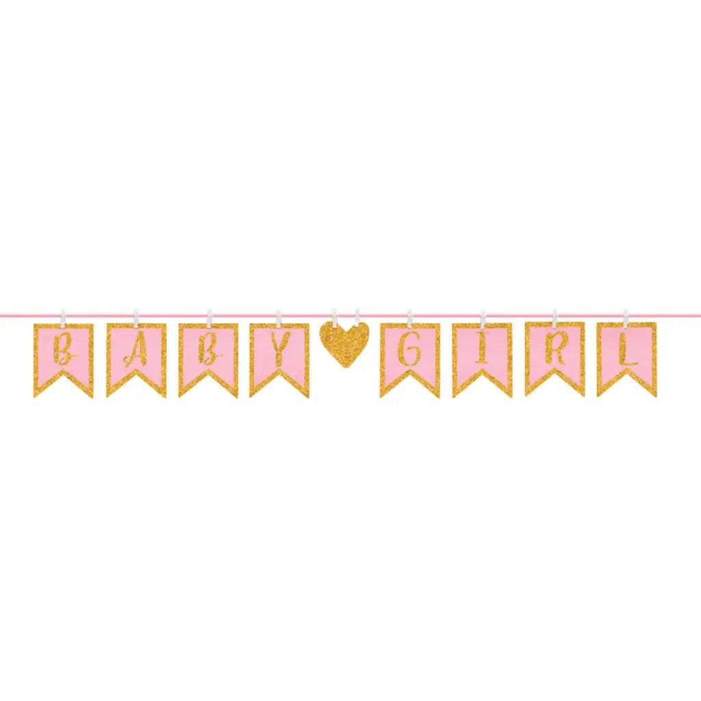 Baby Shower Girl Clothespin Glittered Letter Banner 120464