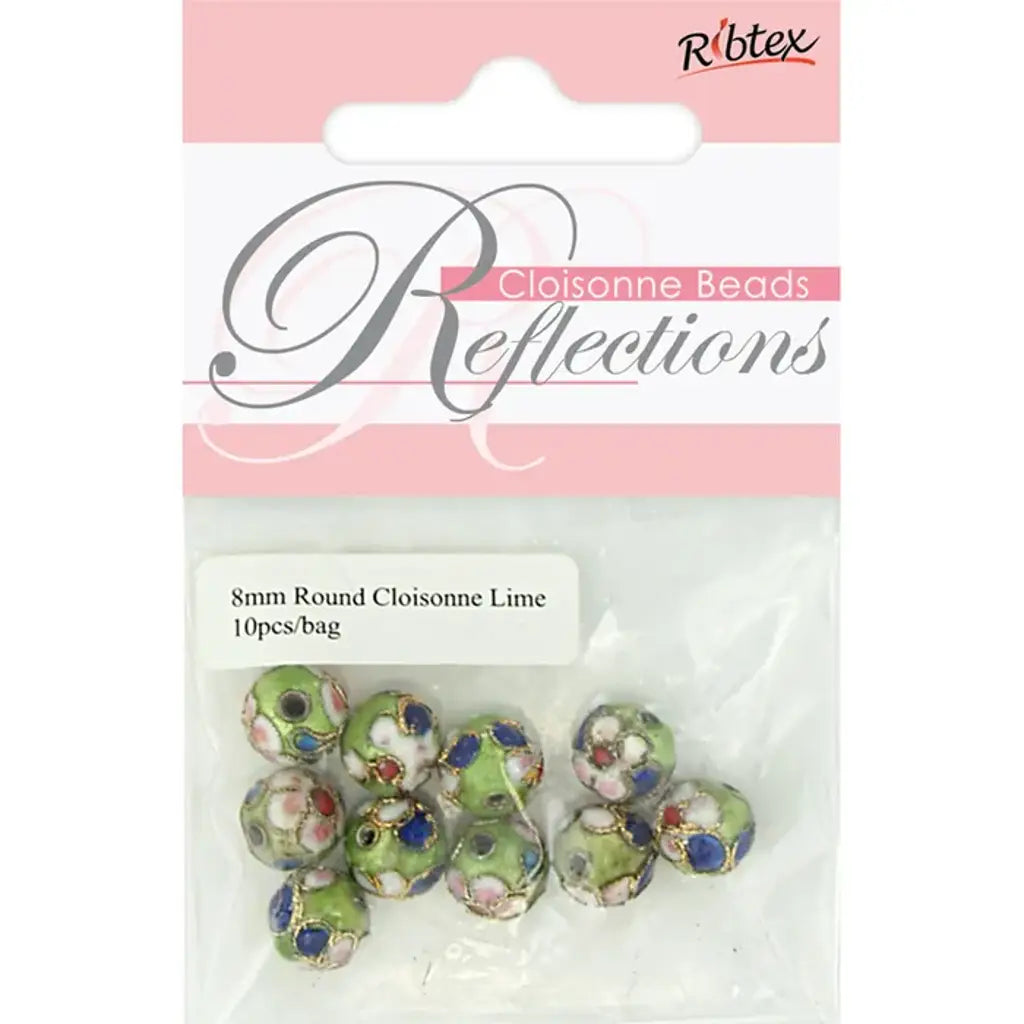 Bead Cloisonne Round Lime 8mm 10Pk CLS124
