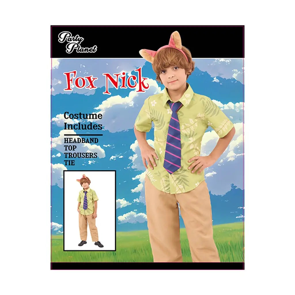 Boy Nick Wilde Costume Including Headband, Top, Trousers, Tie, PP95769