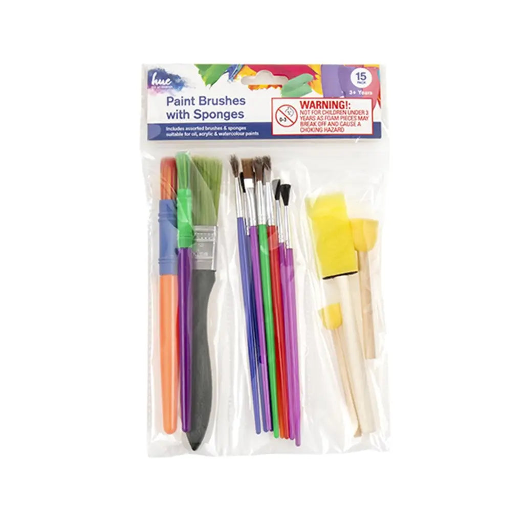 Dats Brushes Paint Assorted Sizes W Sponges 15Pk 71721