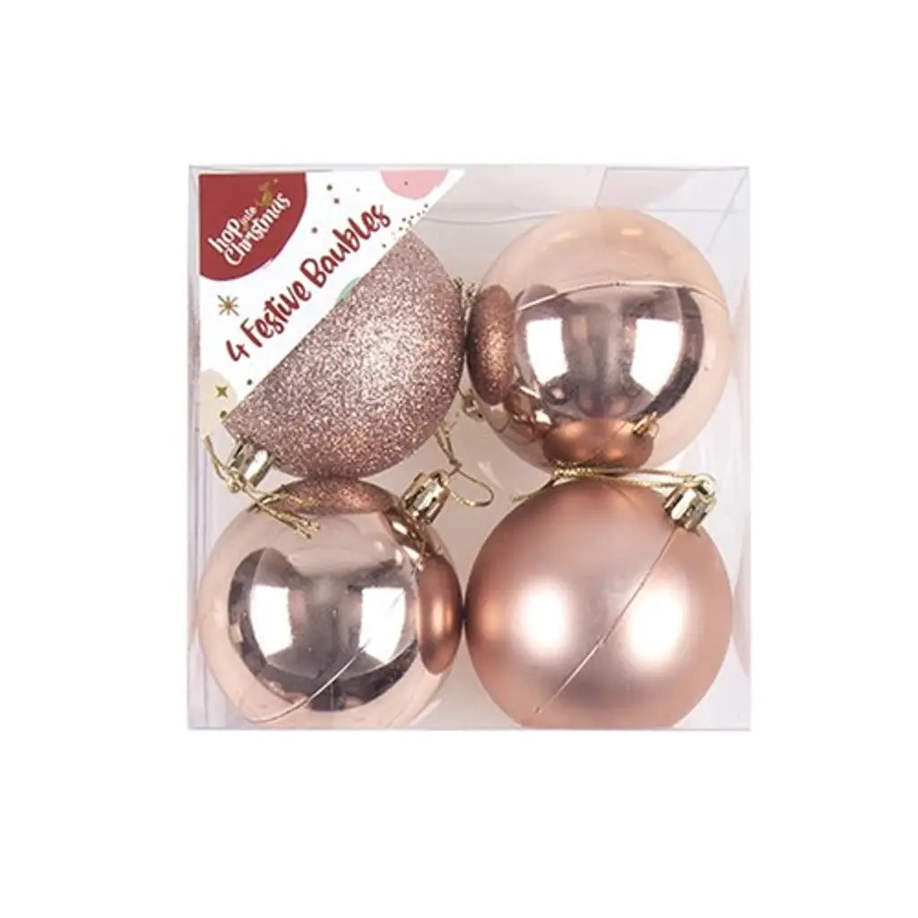 Dats Decoration Xmas Bauble 4pk 7cm Rose Gold 73351