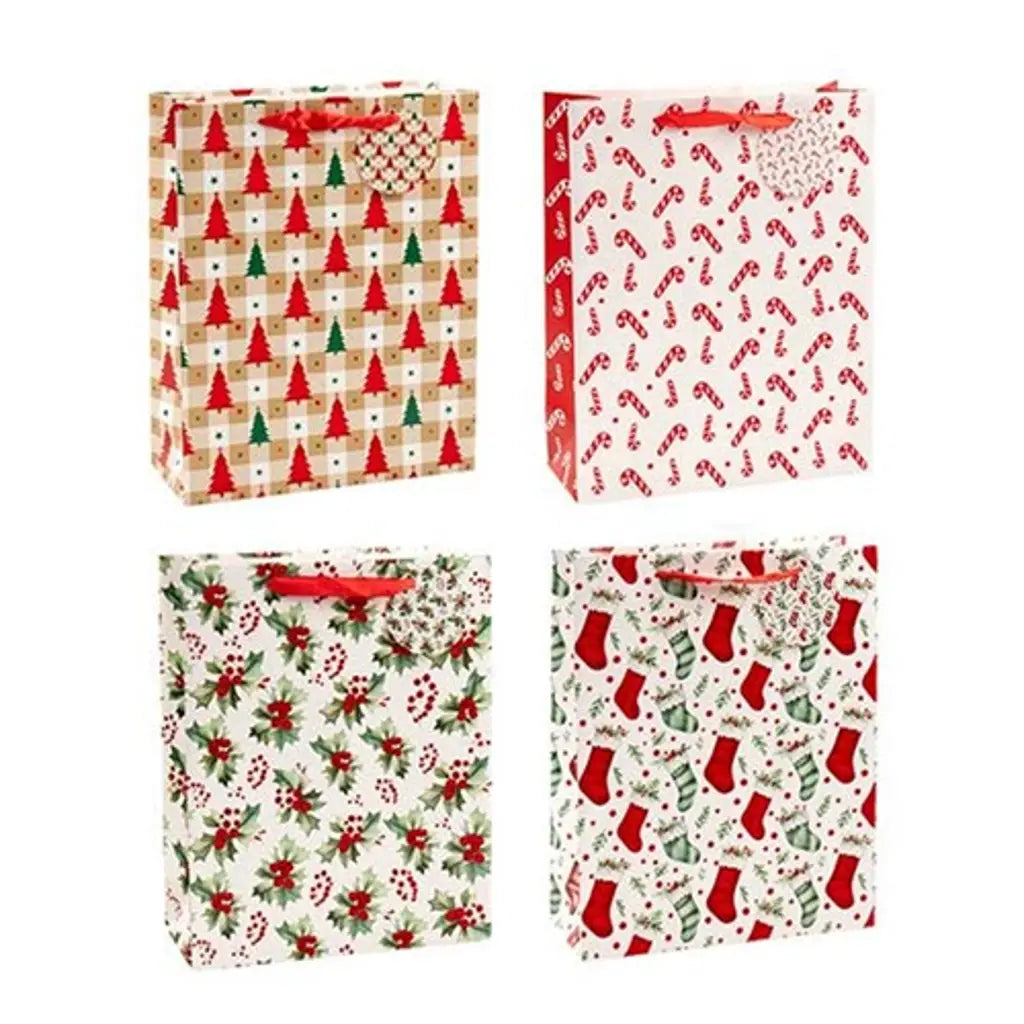 Dats Gift Bag Xmas Bottle Flocked 210gsm JHook Asst Designs 73133