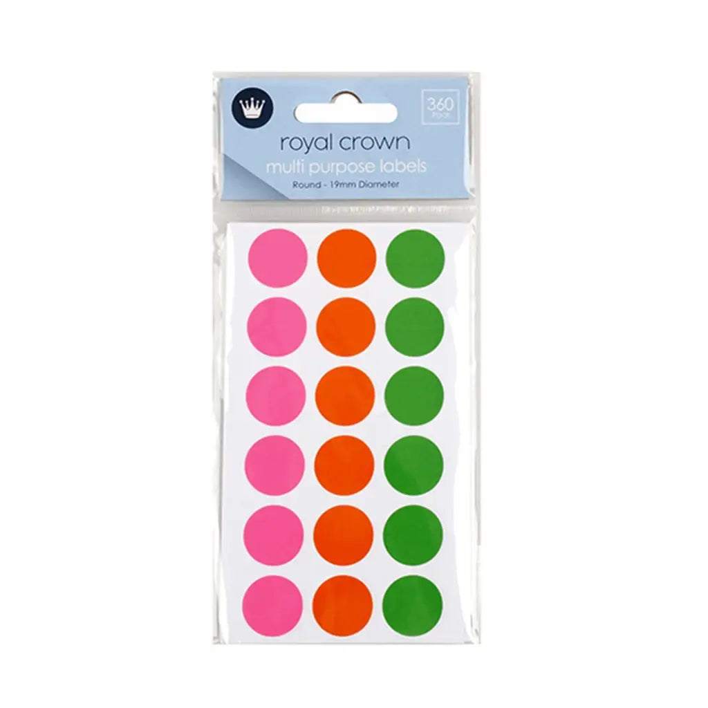 Dats Labels Multi Purpose Round Coloured 19mm 360Pk 63263