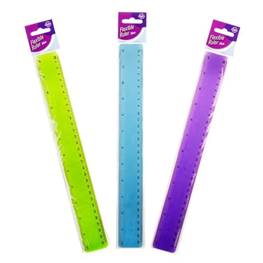 Dats Ruler Plastic Flexible Assorted Transparent 30cm 56725