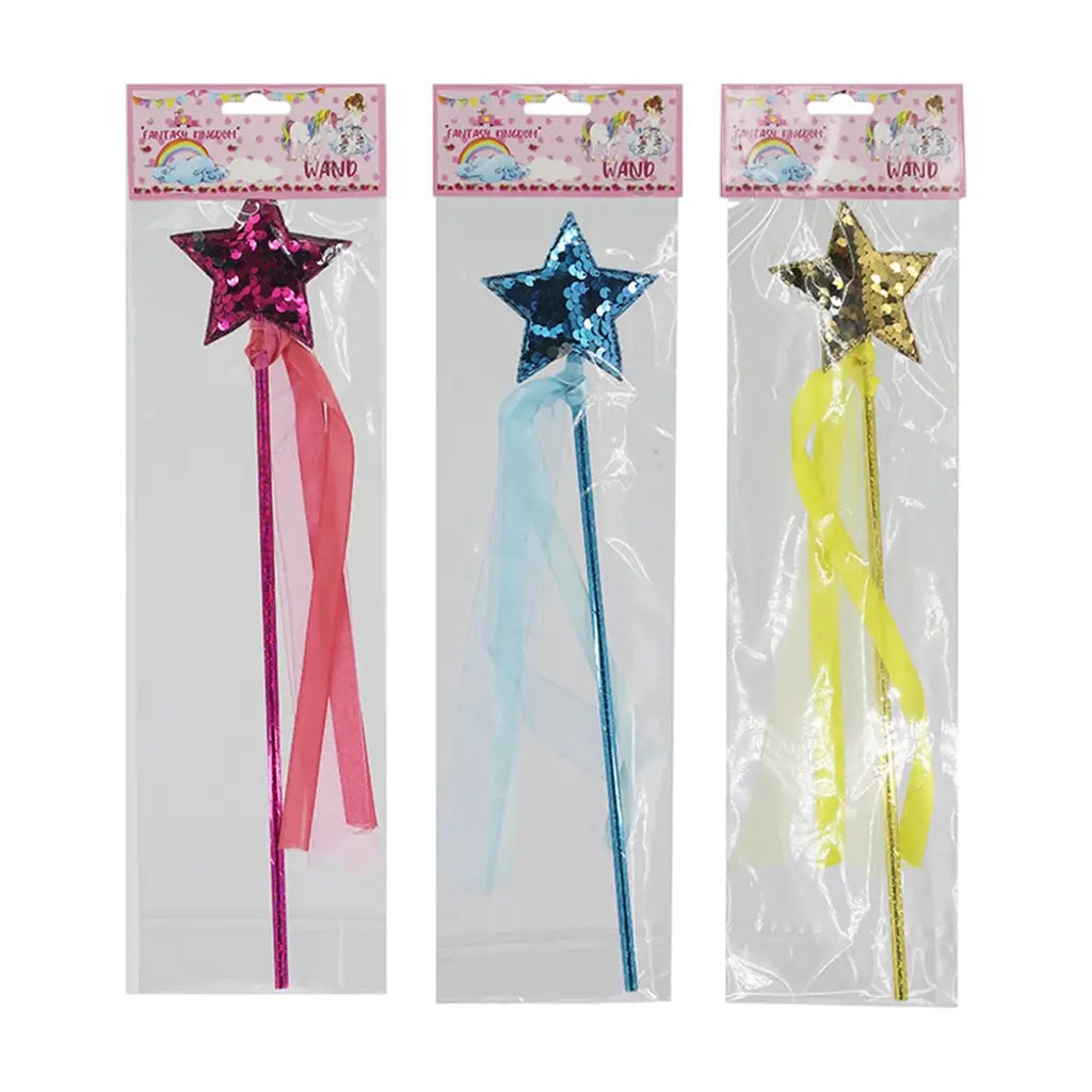 Fantasy Kingdom Assorted Colour Sequin Star Wand A211786