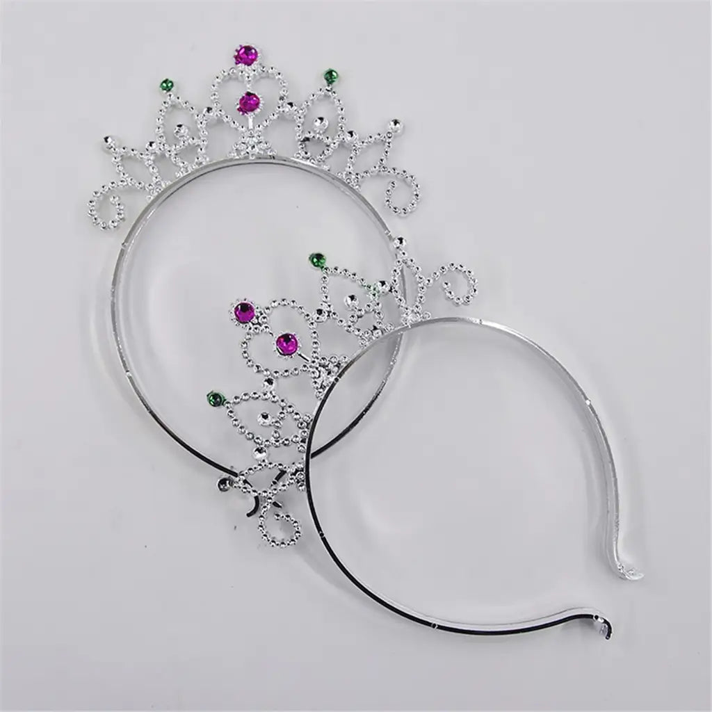 Fantasy Kingdom Silver Princess Tiaras With Assorted Colour Diamante 4Pcs A121528