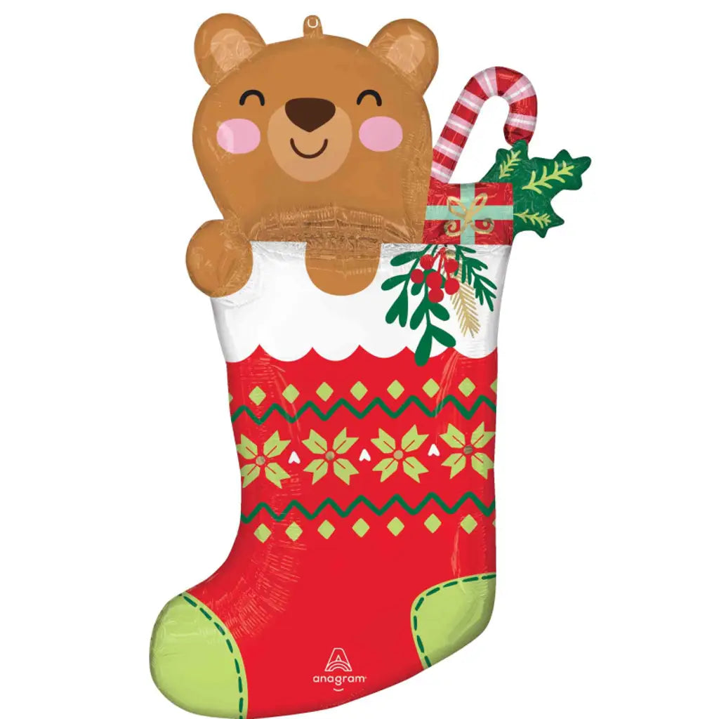 Foil Balloon Supershape Beary XMAS Stocking 55x81cm 4692601