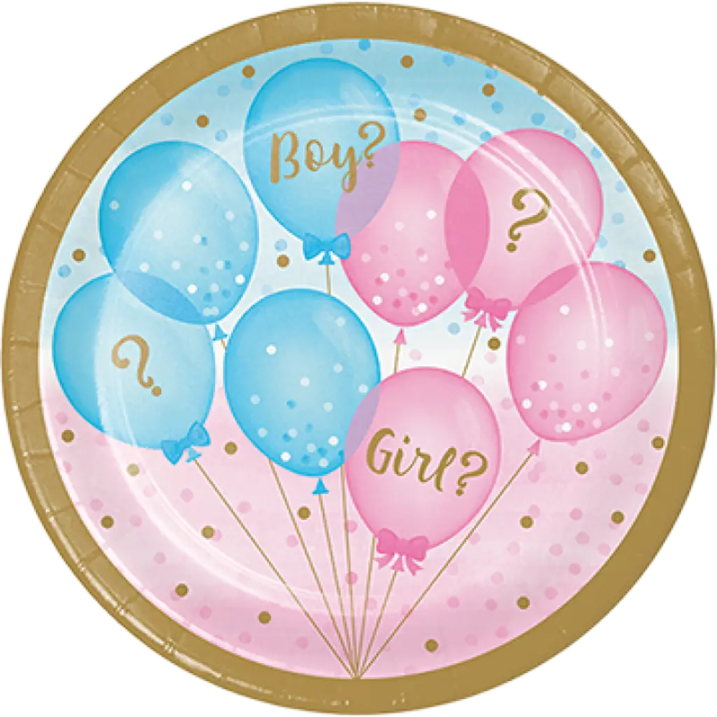 Gender Reveal Balloons Lunch Plates 18cm 8Pk CC336065