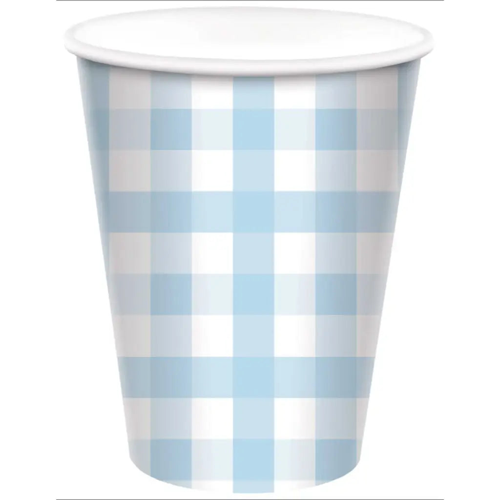Gingham Paper Cup Pastel Blue 266ml 8Pk 88852740