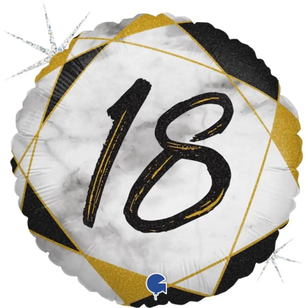 Grabo Foil Balloon 18 Birthday Marble Black 18in G78061GHK