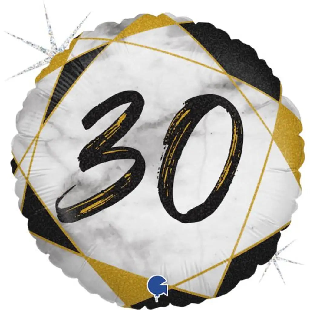 Grabo Foil Balloon 30 Birthday Marble Black 18in G78063GHK