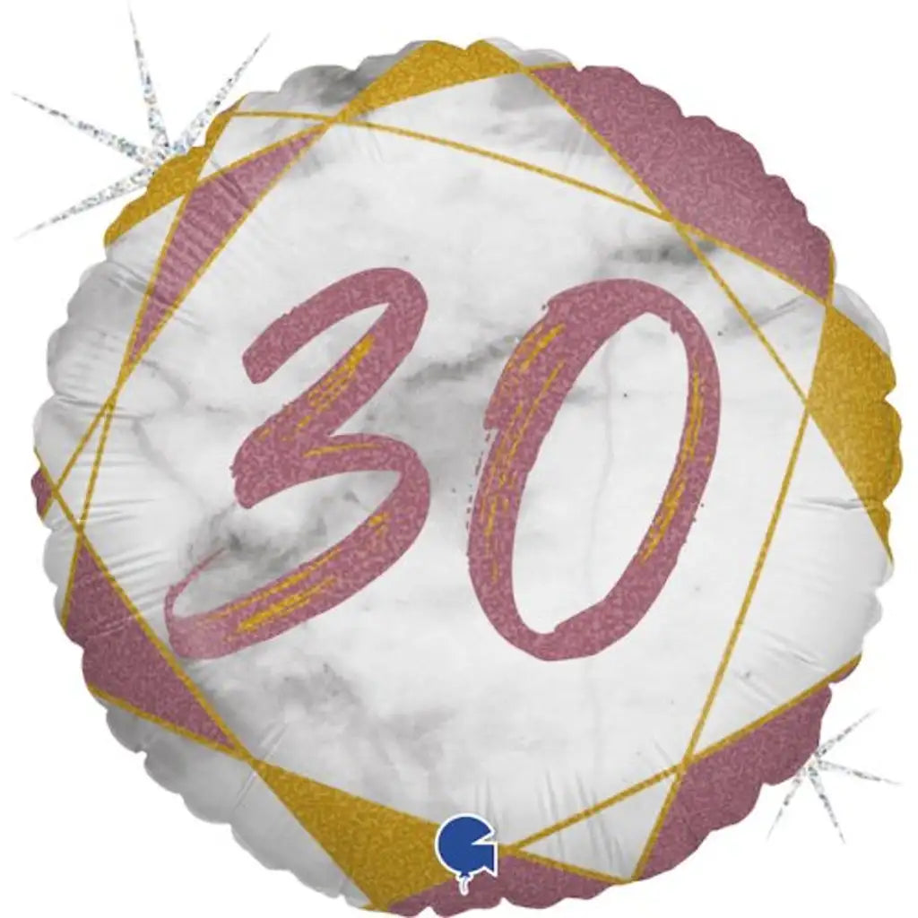 Grabo Foil Balloon 30 Birthday Marble Rose Gold 18in G78071GHRG