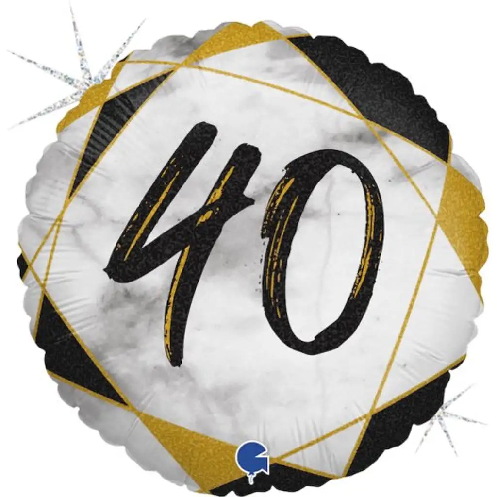 Grabo Foil Balloon 40 Birthday Marble Black 18in G78064GHK