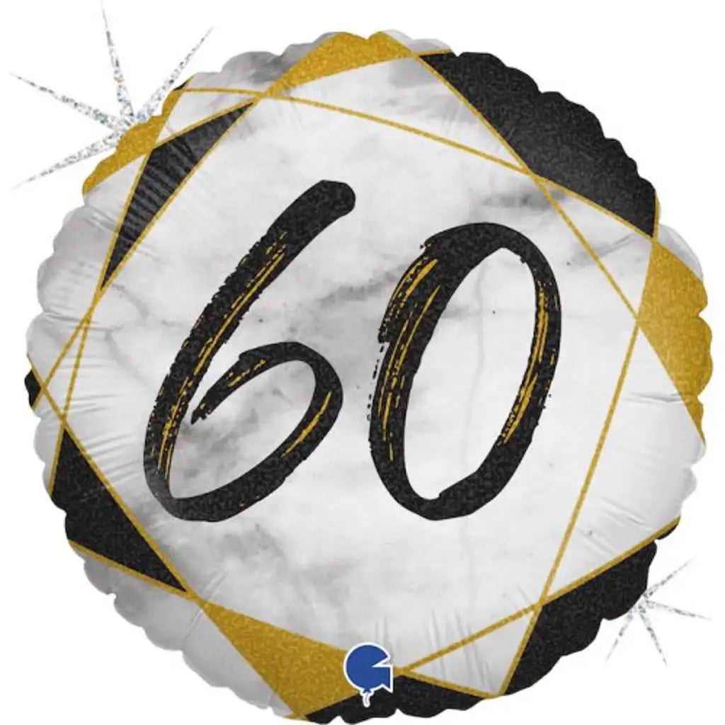 Grabo Foil Balloon 60 Birthday Marble Black 18in G78066GHK