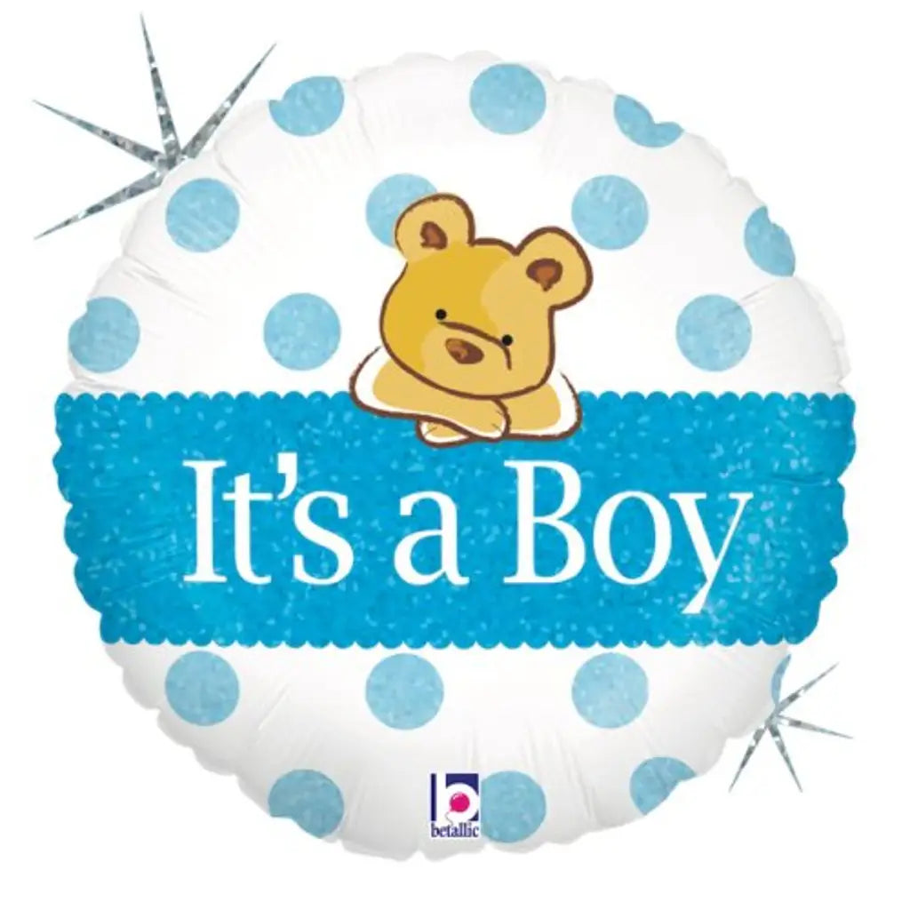 Grabo Foil Balloon Baby Boy Big Heart Bear 18in G86826H