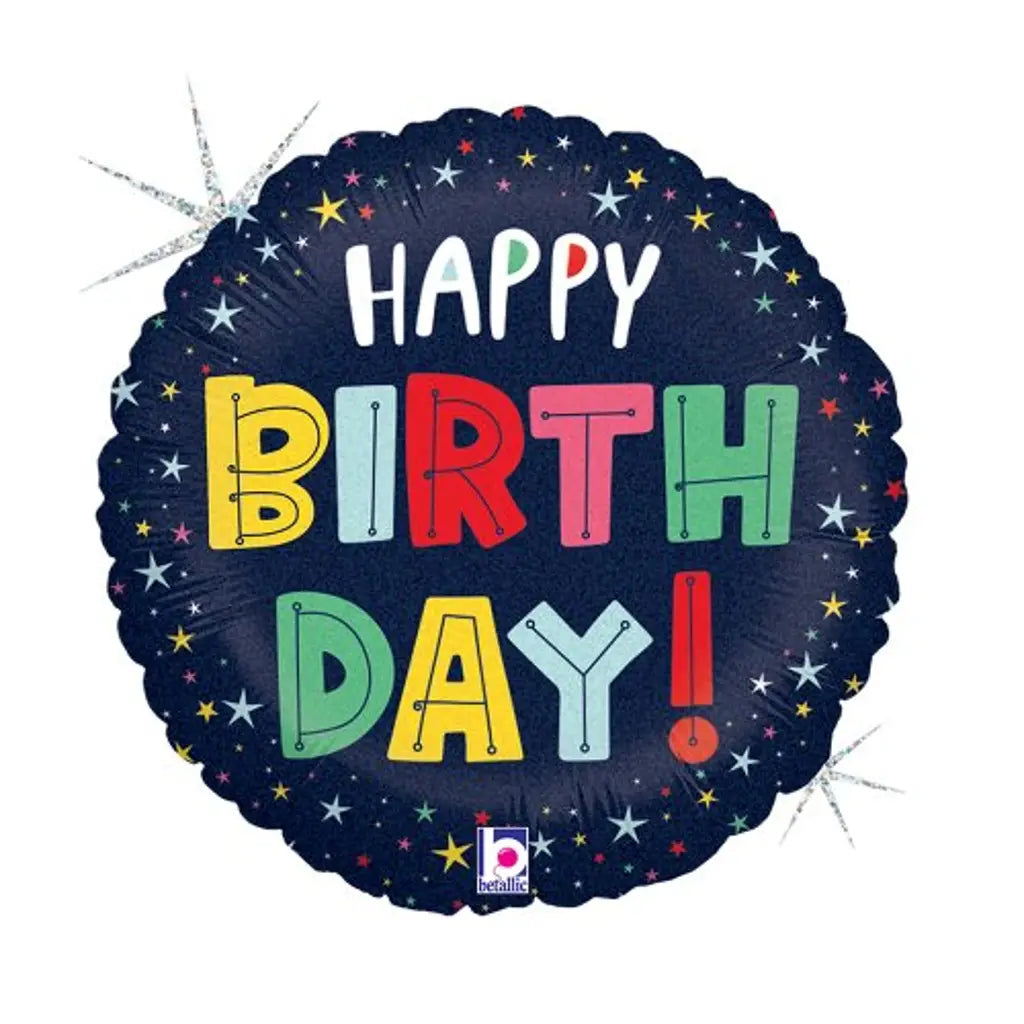 Grabo Foil Balloon Birthday Colourful Stars 18in G26123GHP