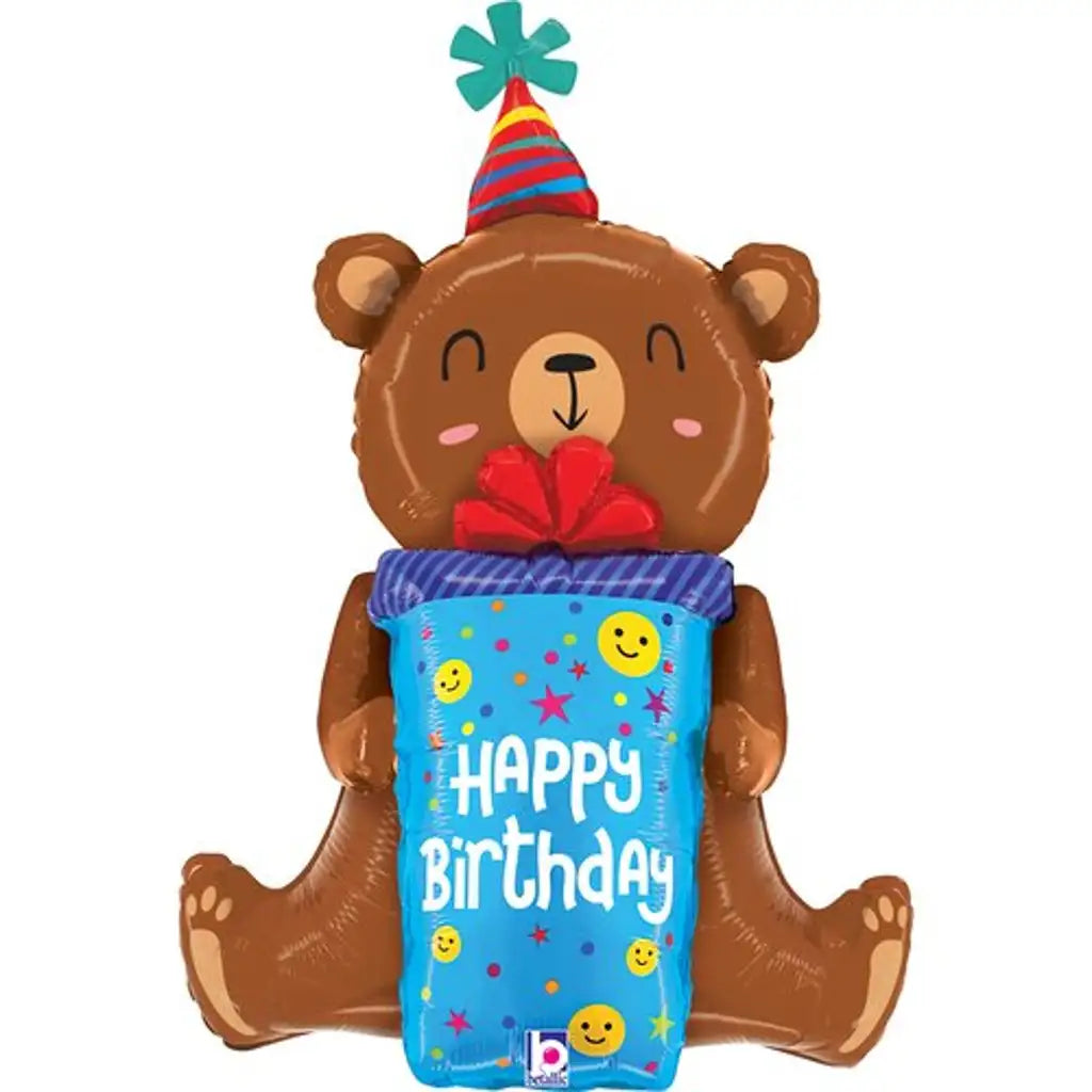 Grabo Foil Balloon Birthday Smiley Bear 34in G25360P
