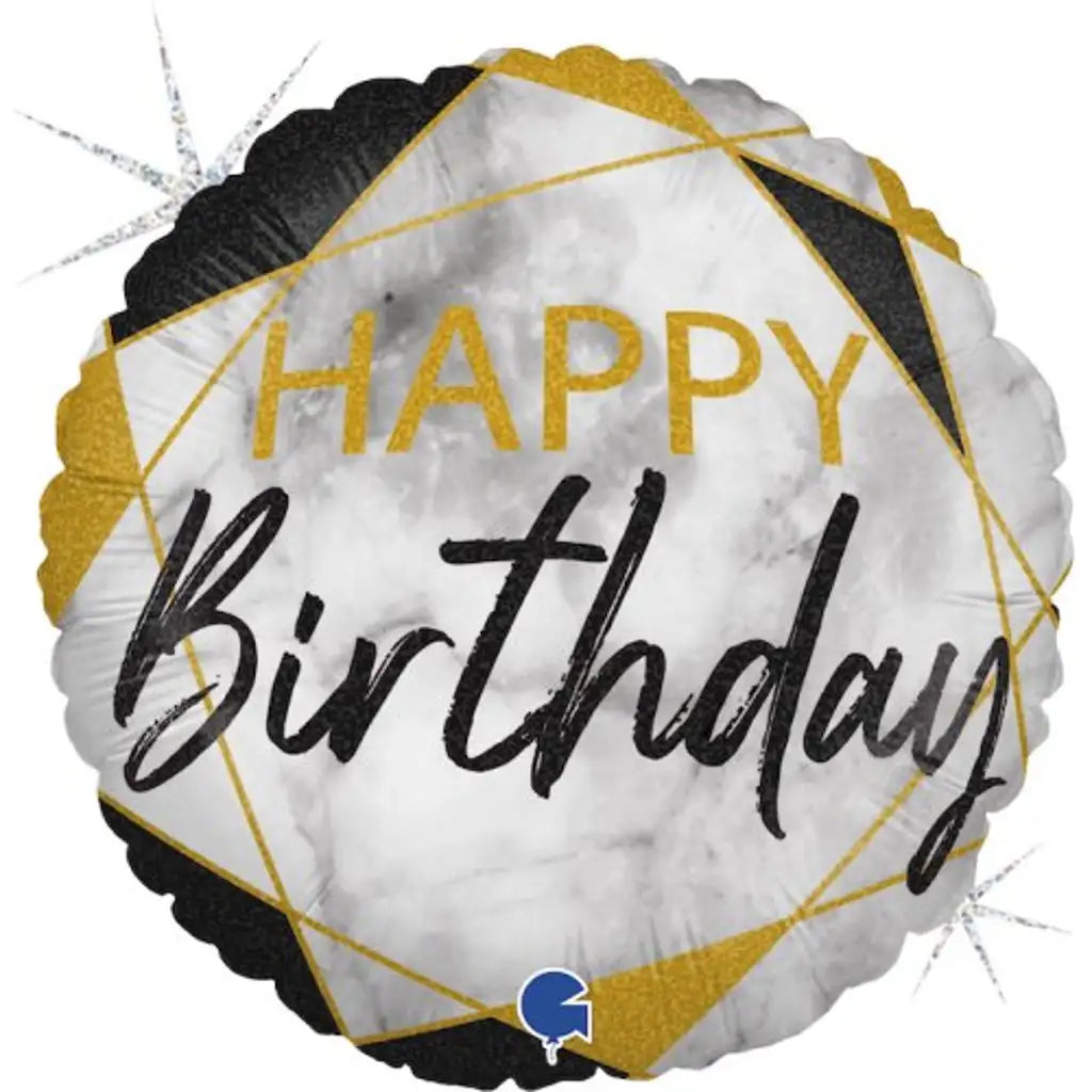 Grabo Foil Balloon Happy Birthday Marble Black 18in G78067GHK