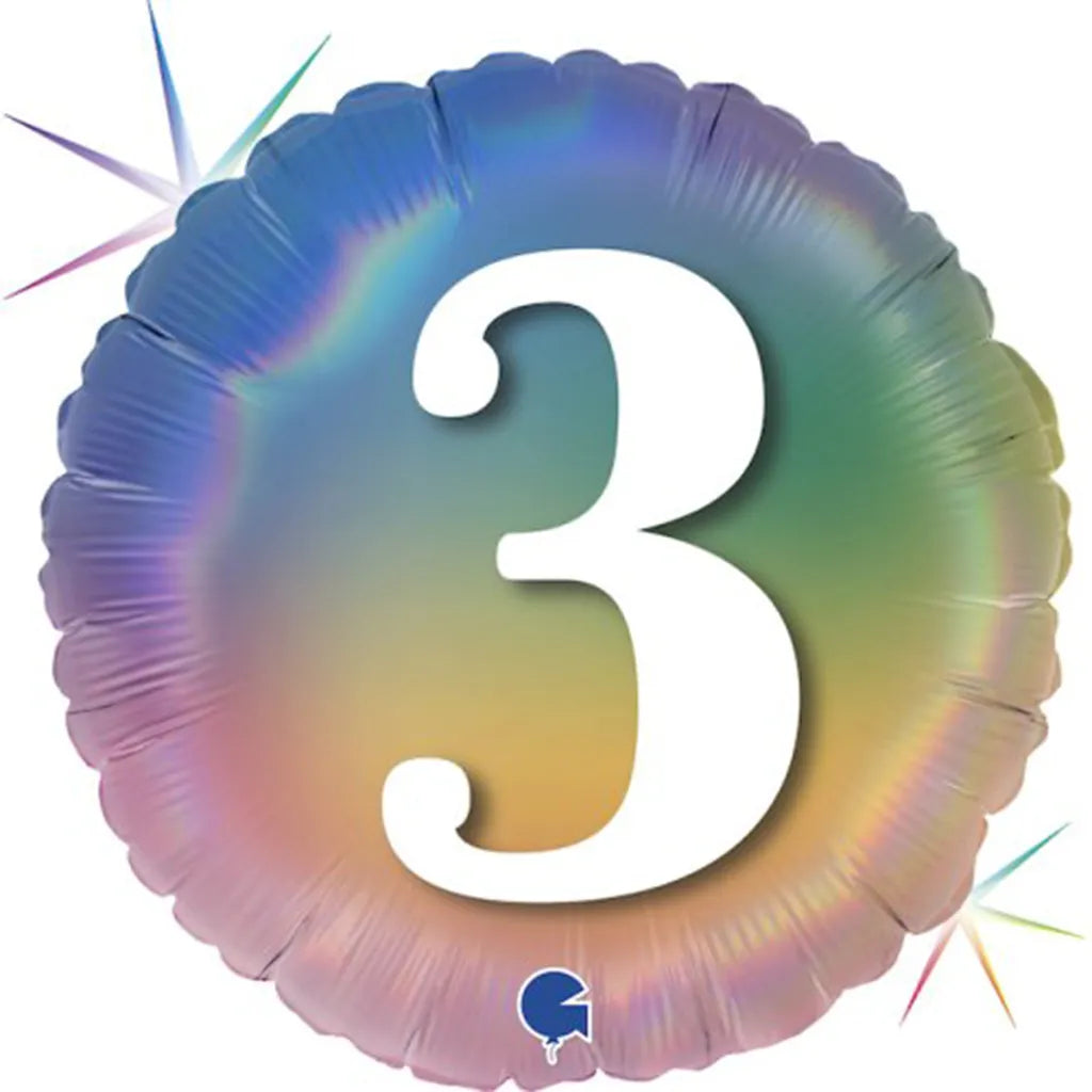 Grabo Foil Balloon Pastel Rainbow Number 3 18in G78043RH