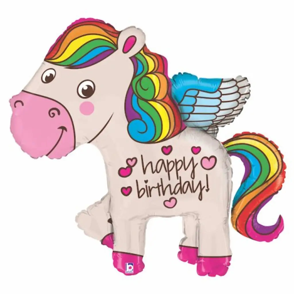 Grabo Foil Balloon Rainbow Birthday Pony 45in G35140