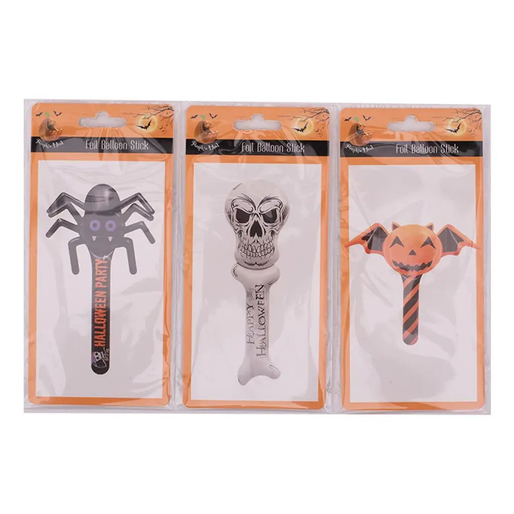 Halloween Foil Balloon Stick 10x60cm 3Pk HW47383