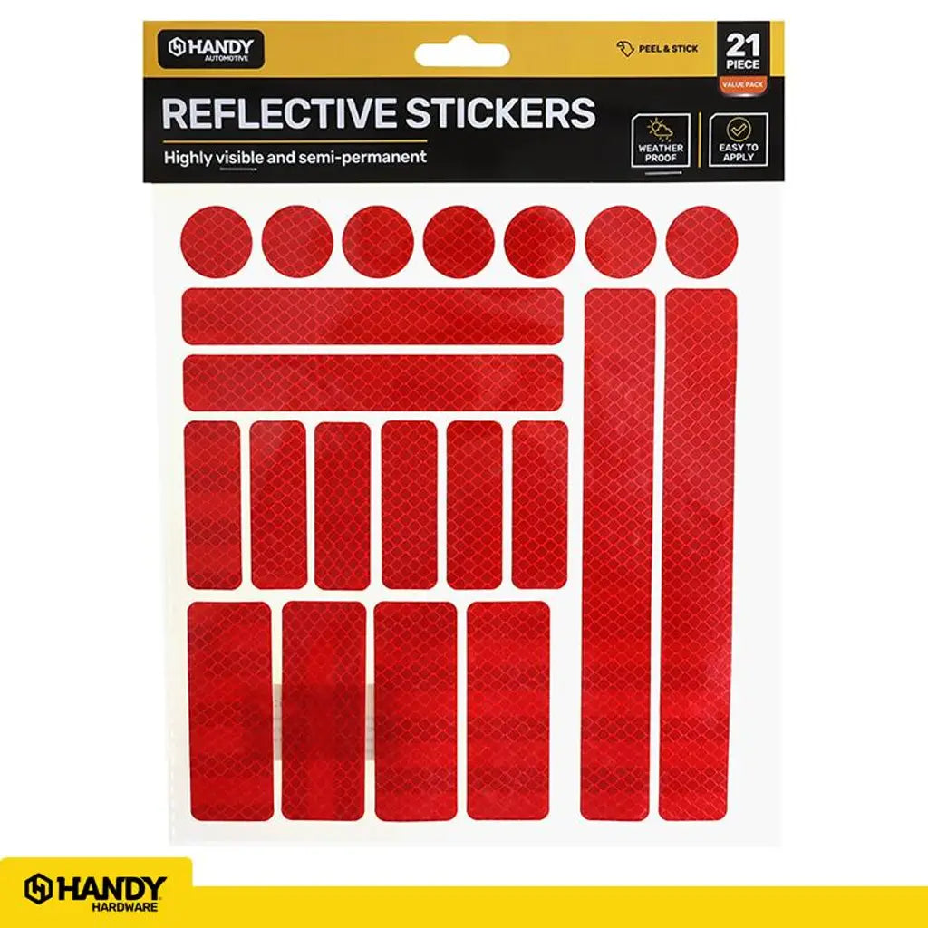 Handy Hardware Adhesive Reflective Stickers Assorted Sizes 21Pcs 264056
