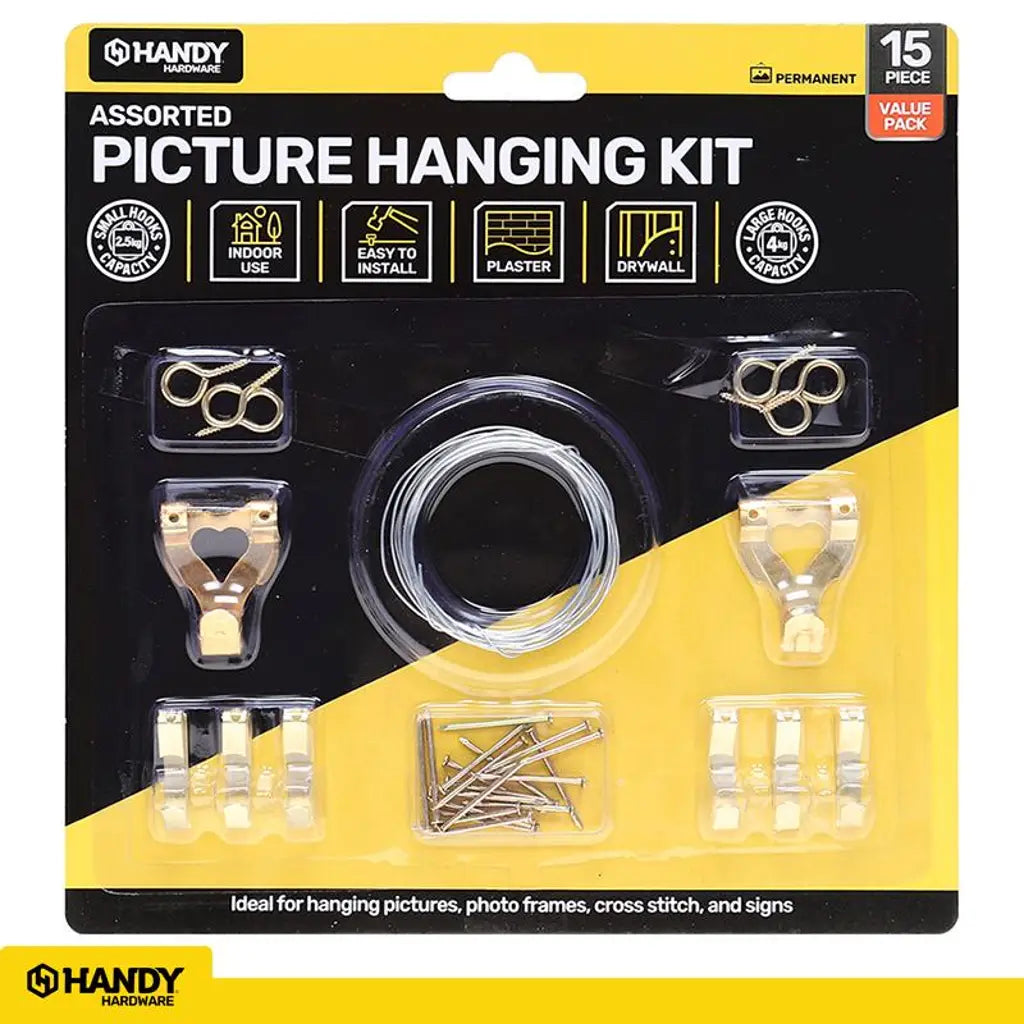 Handy Hardware Assorted Picture Hanging Kit 15Pcs 173723