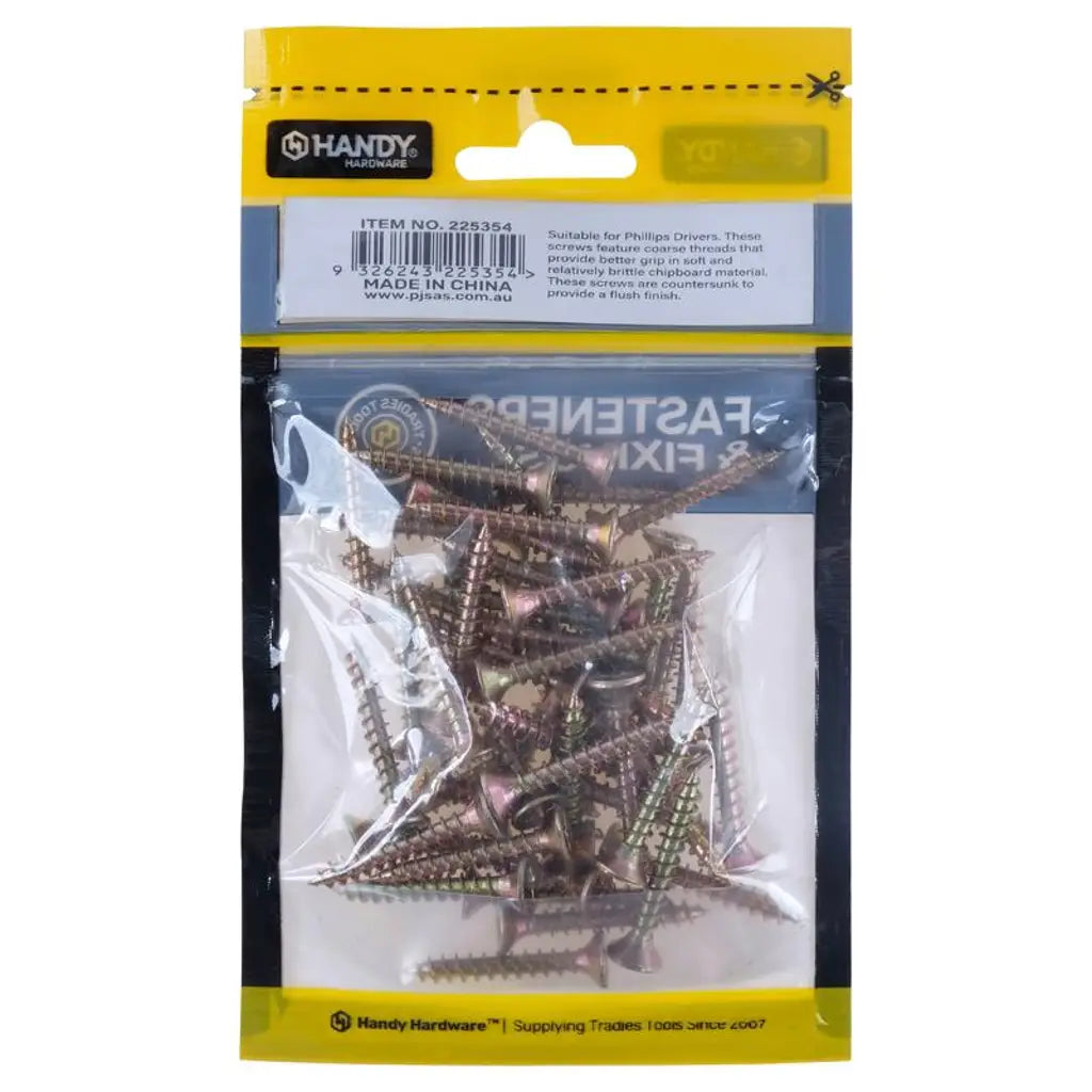 Handy Hardware Countersunk Chipboard Screw Zinc Plated 5x30mm 50Pcs 225354