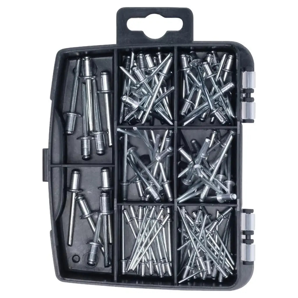 Handy Hardware Fasteners Fixings in Storage Case Blind Rivets Assorted Sizes 110Pcs 281466