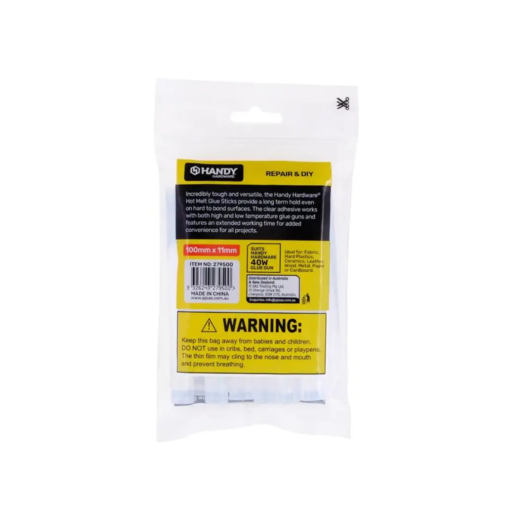 Handy Hardware Glue Gun Hot Melt Glue Sticks 100x11mm Clear 12Pcs 279500