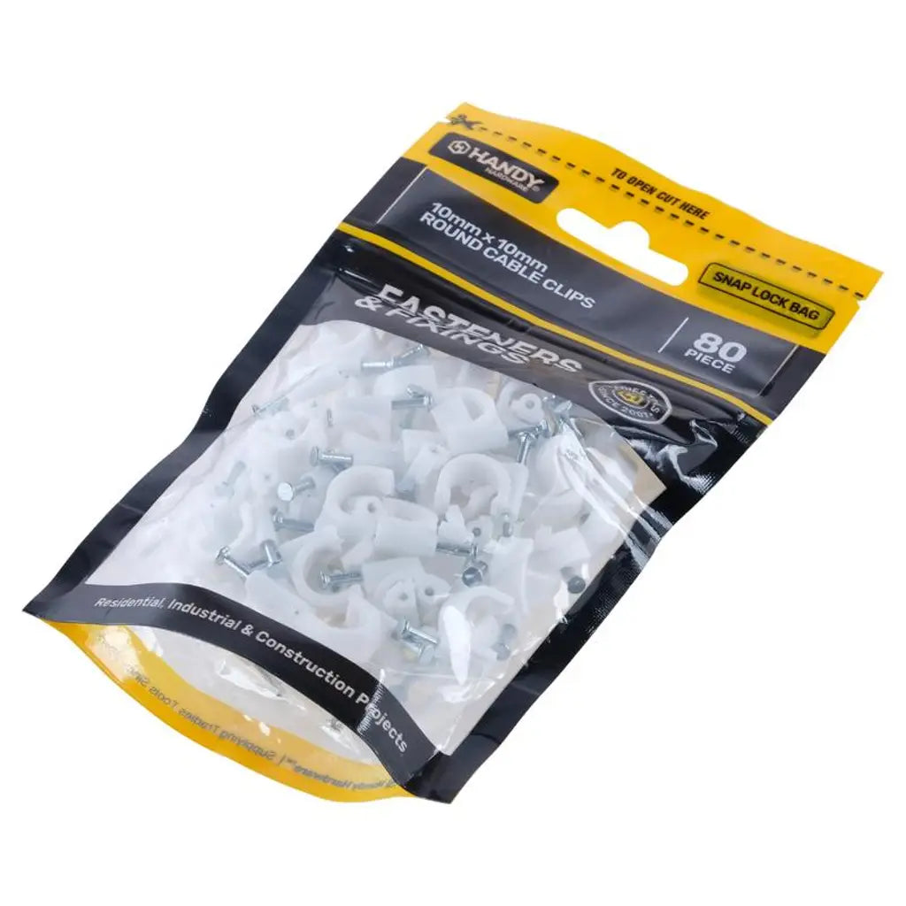 Handy Hardware Round Cable Clips 10x10mm 80Pcs 225477