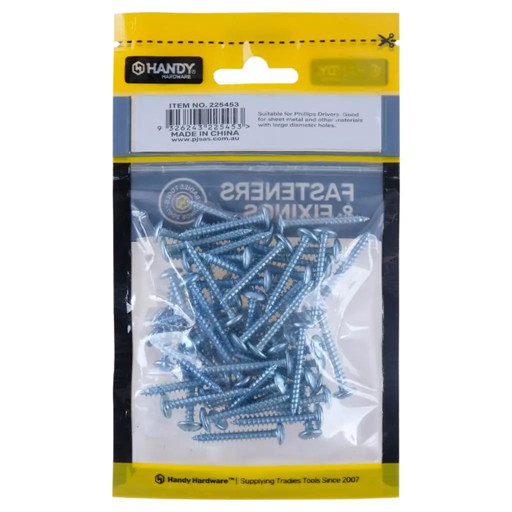 Handy Hardware Truss Head Self Tapping Screws Zinc Plated 4x30mm 60pcs 225453