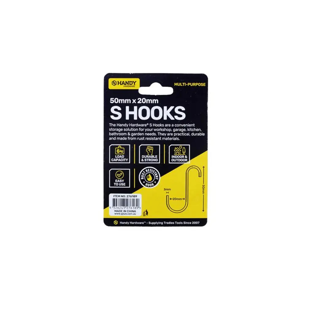 Handy Hardware XXS Hook Stainless Steel XS 50x20x3mm 6Pk 276189